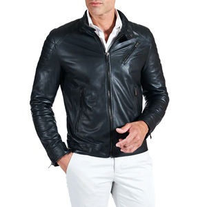 Fashion <b>Men's</b> Black Custom Genuine <b>Leather</b> Motorcycle <b>Jacket</b>-Winter Breathable Casual Plus Size - Product Image 1