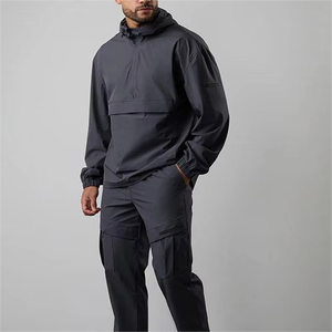 Ensemble de survêtement respirant coupe-vent 2 pièces en nylon avec veste zippée et pantalon, design par sublimation, pour homme - Product Image 6