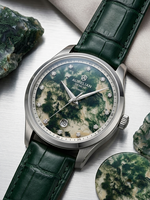 Fornitura Diretta di Fabbrica, Quadrante per Orologi in Agata Muschiata Naturale, Disco Piatto Rotondo, Gemma Verde, Quadrante a Moneta per Orologi da Uomo e Donna