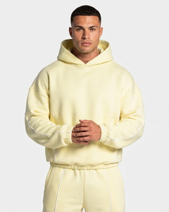 Ensemble de survêtement pour homme OEM jaune clair avec ligne contrastante, qualité supérieure, en molleton de coton respirant, décontracté et oversize - Product Image 3