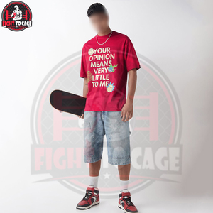 เสื้อยืดผู้ชายไซส์ใหญ่ ดีไซน์ใหม่ล่าสุด คอโอ แขนสั้น สีพื้น ผ้าฝ้ายแท้ 100% สินค้าลิขสิทธิ์ Morty สีแดง สำหรับผู้ใหญ่ - Product Image 5