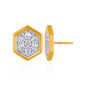 Modernos Pendientes de Diamantes con Corte Brillante Redondo en Oro Amarillo, Diamantes Naturales para Uso Diario de Mujeres - Product Image 3