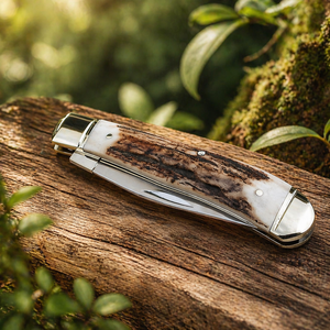 Navaja Plegable de Acero Inoxidable con Mango de Cuerno, Hoja Recta, Multifuncional, Grado Industrial, OEM/ODM, Navaja de Bolsillo - Product Image 3