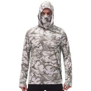Camiseta Deportiva con Capucha para Hombre, Diseño de Pesca, Protección Solar UPF 50, Manga Larga, 100% Poliéster y Spandex, Ropa de Pesca - Product Image 1