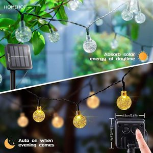 HOMEHOP Solar LED Crystal <b>Ball</b> <b>String</b> Light Outdoor Waterproof Rechargeable Decorative Lamp for Home Garden Balcony - Product Image 2