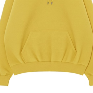 Sudadera con Capucha Extra Grande para Hombre, Tejida, 100% Algodón, Anti-Pilling, Color Amarillo Sólido, Diseño Casual con Bolsillos, Manga Regular - Product Image 4