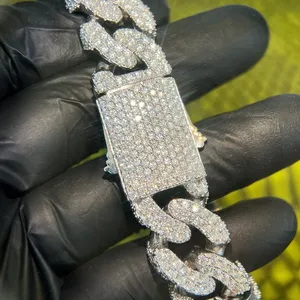 Massive 925 <b>Silver</b> VVS Moissanite 3D Cuban Chain Necklace Heavy Iced Out Link <b>Choker</b> Moissanite Bling Jewelry Pass Diamond Test - Product Image 3