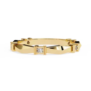 Bague géométrique unisexe en or massif 10K 14K 18K avec cinq diamants facettés cultivés en laboratoire, certifiée IGI, bijoux fins modernes - Product Image 1