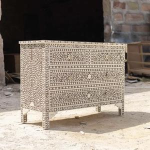 Cajón con Incrustaciones de Hueso de ILAHI, Diseño Moderno con Detalles de Ágata, Mueble Portátil para el Hogar - Product Image 2