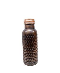 <b>Copper</b> Water <b>Bottle</b> with Lid Hammered Finish Direct <b>Drinking</b> Portable for Office Travel Outdoor Hiking Car - Product Image 1
