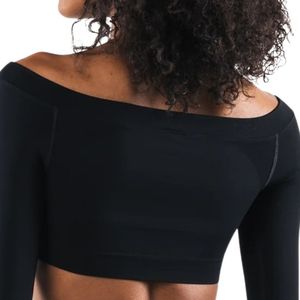 Black <b>Womens</b> Seamless Long Sleeve Crop <b>Top</b> <b>Compression</b> Gym Shirt Fitness Yoga Workout Activewear Stretch Athletic Training - Product Image 4