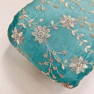 Tela de Lujo con Bordado de Cuentas, Diseño Artesanal con Patrón de Cuentas, Vestido de Novia, Saree, Dupatta, Material Textil Premium - Product Image 6