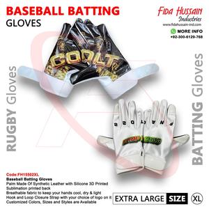 Gants de frappeur de baseball en cuir synthétique avec dos imprimé par sublimation guantes de bateo de beisbol - Product Image 6