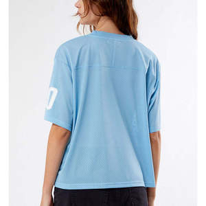 Custom Mesh Crop Top Jersey Breathable Sports T-Shirt Sublimation Print V-neck No Strap Unisex Streetwear <b>Athletic</b> American - Product Image 6