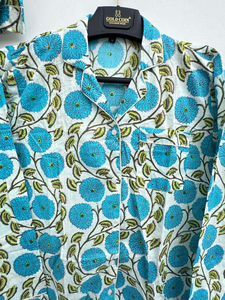 Ensemble de pyjama décontracté pour femmes à imprimé floral, été automne, 100% coton, col en V, manches longues, vêtements de nuit respirants et doux, vêtements de détente - Product Image 5