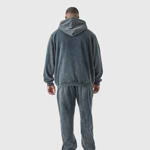 Fleece Vintage Pullover Hoodie Winter Custom 100% Cotton Drop Shoulder Oversize Pocket Men's Quick Dry Breathable Regular Fit - Product Image 4