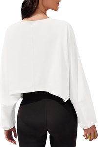 Women's Oversized <b>White</b> Regular Regular Sleeve Winter <b>Sweatshirt</b> Solid Fleece Spandex/Cotton Quick Dry Crew Neck Long Sleeve - Product Image 2
