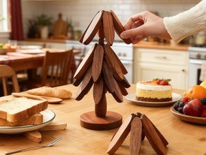 Wooden Tree Shape <b>Trivet</b> Coaster Handmade Heat Resistant Wood Mat for Hot Dishes Pans Pots and Tea Kettles - Product Image 5