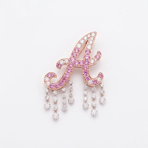 Breloque de sac rose initiale N en argent et moissanite, bijou de sac à main, clip de sac à main lettre N, porte-clés scintillant, broches fines, accessoire en argent - Product Image 3