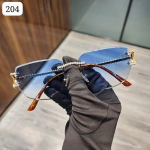 High Quality <b>Blue</b> Shades 1 Row Bridge Moissanite Studded <b>Sunglasses</b> Handmade setting GRA Certified Pass Diamonds Tester Glasses - Product Image 1