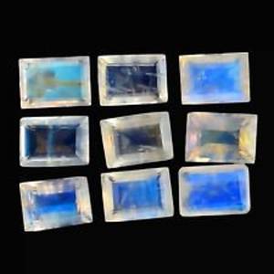 High Quality Octagon Shape Moonstone Faceted Cut <b>Rainbow</b> Calibrated Flatback <b>Top</b> Natural Blue Gemstone Available Factory Bulk - Product Image 1