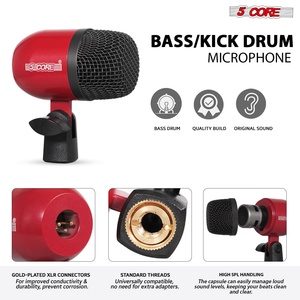 Kit de Micrófonos de Batería de 5 Núcleos, 7 Piezas, Micrófonos de Batería Totalmente Metálicos, Tom/Snare y Platillos, Juego de Micrófonos con Cable para Instrumentos de Percusión - Product Image 2