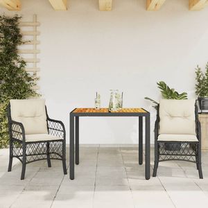 Set Bistrot in Rattan Nero per 2 Persone, Resistente alle Intemperie, Arredamento da Giardino, Design Contemporaneo - Product Image 1