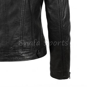 Veste courte en cuir tendance pour femmes, design élégant et ajusté, collection hiver, tenue décontractée pour femmes - Product Image 5