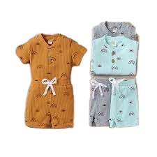 100% doux Cool coton motif floral T-shirts et shorts pour tout-petits garçons Compact peigné Inants ensembles de vêtements - Product Image 4