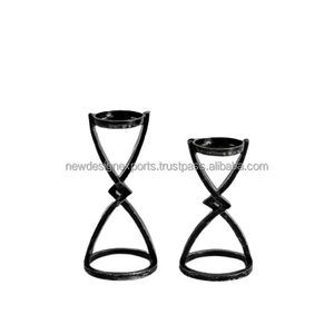 Minimalist Nordic Hourglass <b>Taper</b> Holder – Cast Aluminum Gold – Verified Export - Product Image 4