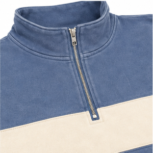 Customize Blue <b>Grey</b> Womens Boxy Half Zip Cropped <b>Sweatshirt</b> Quarter Zip Loopback Cotton - Product Image 6
