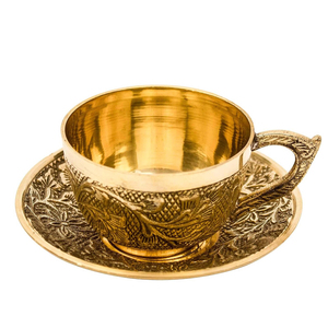 Juego de Taza y Platillo Chapado en Oro de Primera Calidad con Diseño en Relieve, Taza Hecha a Mano de Calidad Premium para Servir, Regalo Ideal - Product Image 5