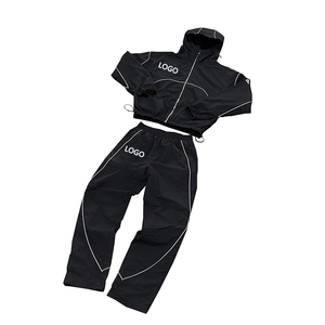 <b>Men's</b> Winter Hooded Nylon Sportswear Set <b>Soft</b> <b>Shell</b> Sports Pants Reflective Waterproof Zipper Windbreaker <b>Jacket</b> Custom Casual - Product Image 3