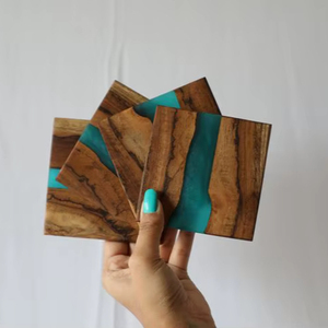 Luxury <b>Walnut</b> Resin Coasters for Premium <b>Table</b> Setup Handmade <b>Walnut</b> Wood Epoxy Coasters for Daily Use - Product Image 1
