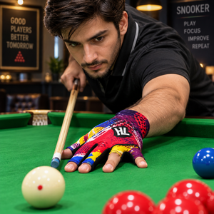 Gant de billard demi-doigt rose et bleu à motif floral, gant de sport unisexe avec fermeture auto-agrippante, main droite, impression par sublimation multicolore - Product Image 5
