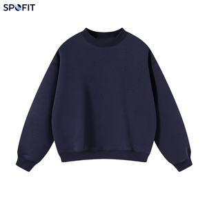 Sudadera Unisex Oversize de Cuello Redondo, Transpirable, Color Rojo Sólido, para Otoño, Venta al Por Mayor - Product Image 4