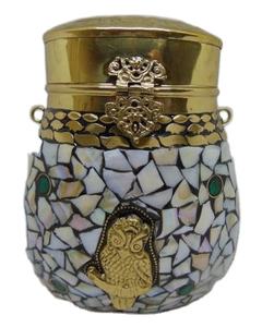 Pochette carrée en mosaïque argentée avec cadre en laiton, motif carré, bandoulière chaîne, fermeture éclair, design léger, doublure en polyester - Product Image 3