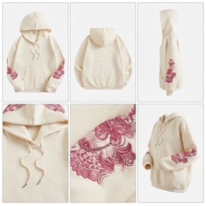 Sweat-shirt à capuche en coton 100% premium avec impression numérique et logo personnalisé perlé - Vente en gros - Product Image 4