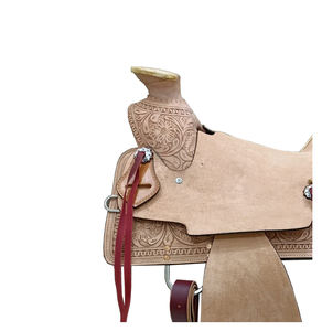 Selle de cheval Western Wade en cuir brun rugueux DD, siège rigide sculpté floral, quincaillerie en plastique et acier inoxydable, tailles 10-18 - Product Image 4