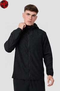 Black <b>Men</b> <b>Summer</b> Eco-friendly Sporty Print Windbreaker Shorts Set Lightweight Zip-Up <b>Jacket</b> Two-Piece Activewear Outfit Front - Product Image 3
