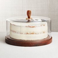 Support à gâteau en bois avec cloche en verre, 12 pouces, support de présentation de desserts écologique, couleur personnalisable pour la cuisine