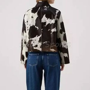 Chaqueta de Cuero Personalizada Hecha a Mano con Diseño de Pelo de Vaca para Mujer, Chaquetas de Cuero de Invierno de Alta Calidad - Product Image 2