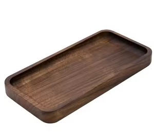 Plateau de service rectangulaire en bois avec poignées en laiton, design minimaliste, fait main, plaque solide, biodégradable, respectueux de l'environnement, pour servir les aliments - Product Image 3