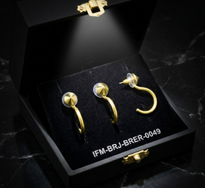 Handcrafted Christian Minimalist Gold Plated Brass <b>Hook</b> Stud Earrings with Surgical Steel Posts for Women'<b>s</b> Everyday Wear - Product Image 1