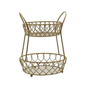 Nouveauté : Panier de rangement rond à 2 niveaux en fil métallique, moderne et de haute qualité, pour fruits, prix abordable, taille et forme personnalisables - Product Image 5