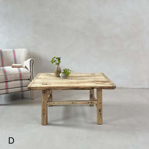 Mesa de Centro Pequeña de Madera de Olmo Rústica, Estilo Wabi Sabi, Vintage, para Sala de Estar, Decoración de Madera Reciclada - Product Image 4
