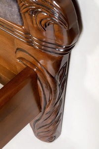 Classic <b>Bed</b> <b>Frame</b> Made of High Quality Mahogany Wood with Dark Brown Color and Beautiful Carvings for Bedroom Use - Product Image 4