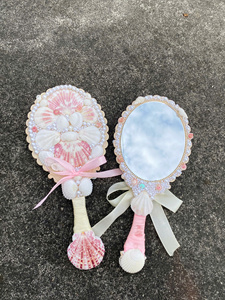 Logotipo personalizado hecho a mano Seashell maquillaje espejo cosméticos espejo de mano precio competitivo uso diario para mujeres características personalizadas - Product Image 5