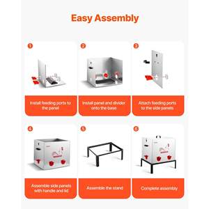 Mangeoire automatique pour poulets avec une capacité de 85 lb, 6 ports divisés anti-gaspillage, construction métallique pour poulets, cailles, faisans, volailles, poulailler - Product Image 6