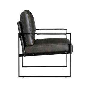 Poltrona Moderna Grigio Scuro in Ecopelle con Struttura in Metallo Nero, Seduta Imbottita Confortevole, Durevole ed Elegante, 1 Pezzo per Soggiorno - Product Image 4